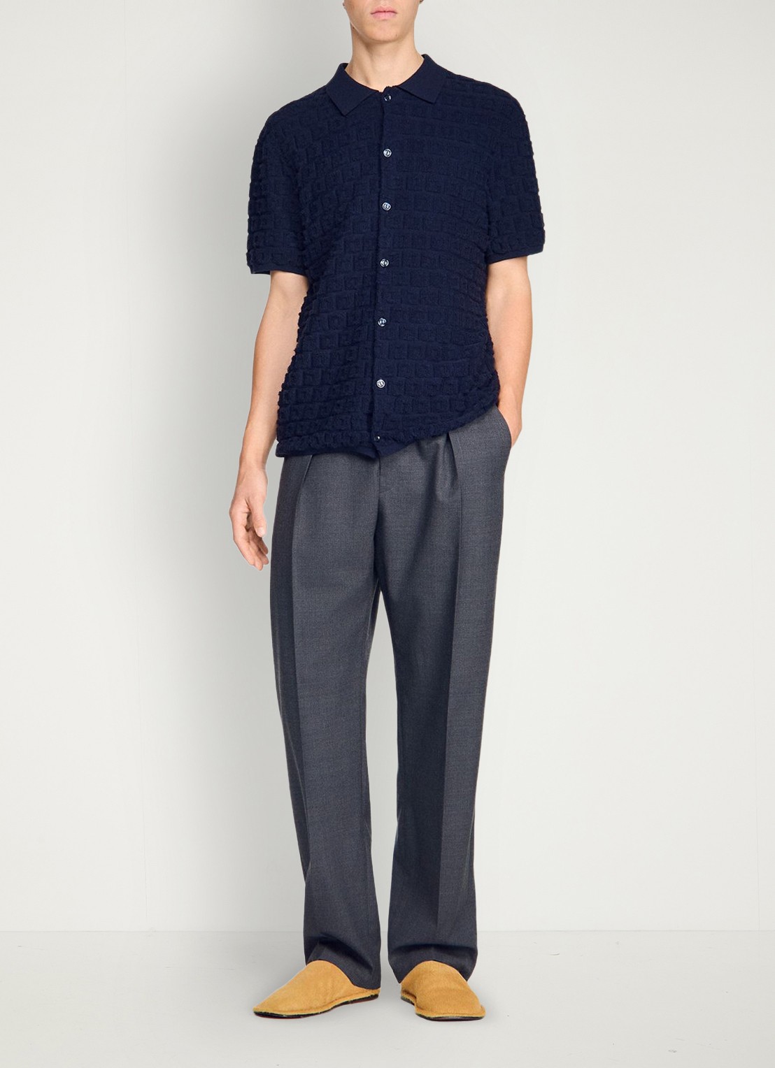 Sandro Vest met met jacquard dessin - voorkant 2 donkerblauw