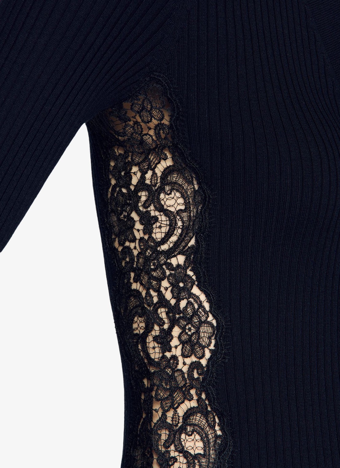 Sandro Vest met V-hals en details van kant - detail 5 black / zwart