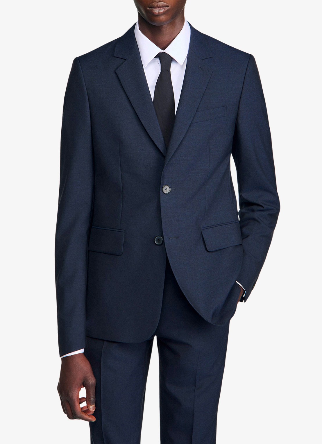 Sandro Virgin wool suit jacket - detail 4 navy blue / blauw