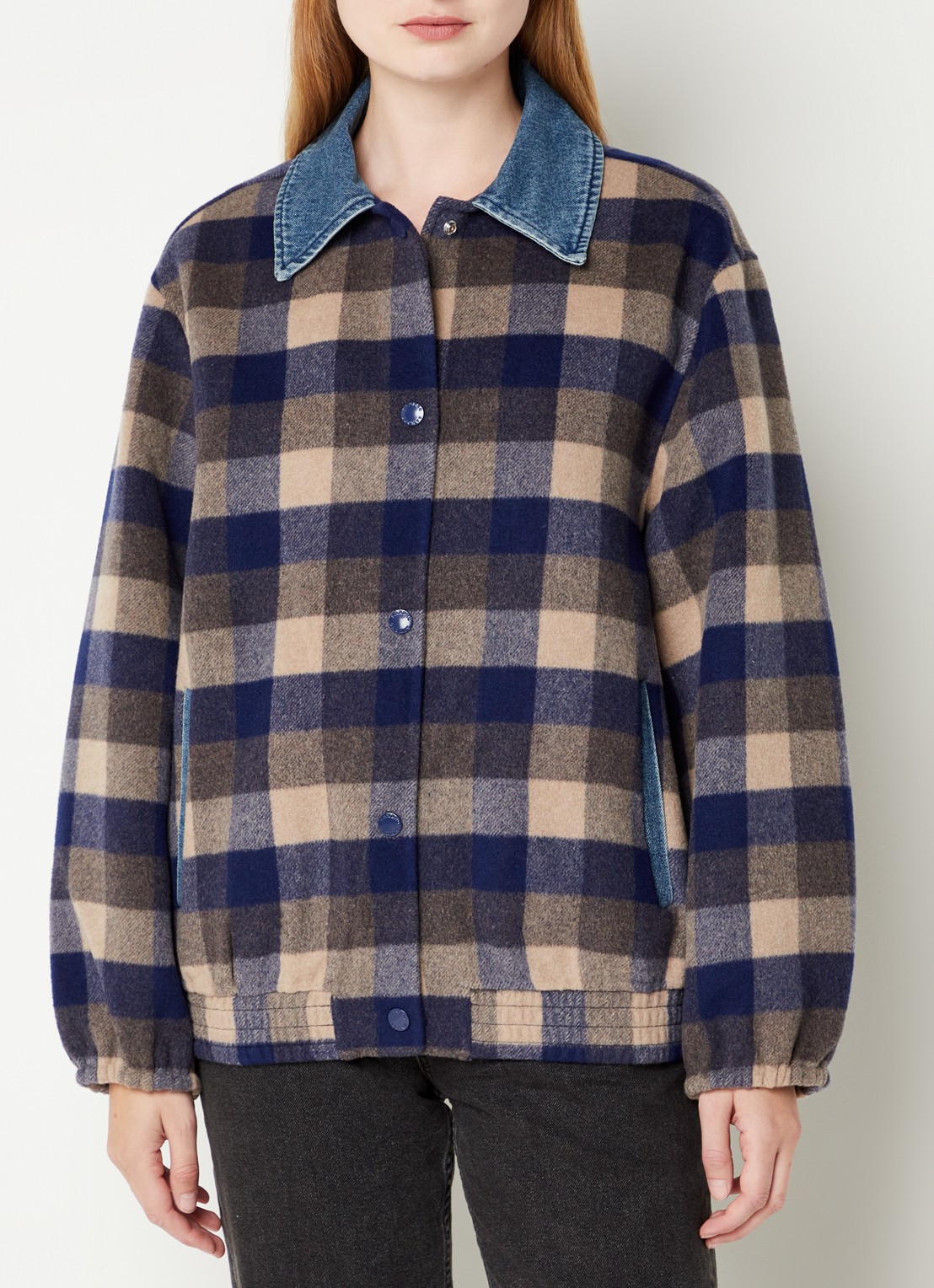 Sandro Warren overshirt in wolblend  met ruitdessin  - detail 2 multicolor