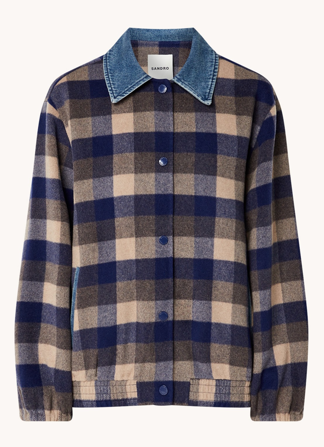 Sandro Warren overshirt in wolblend  met ruitdessin  - voorkant 3 multicolor