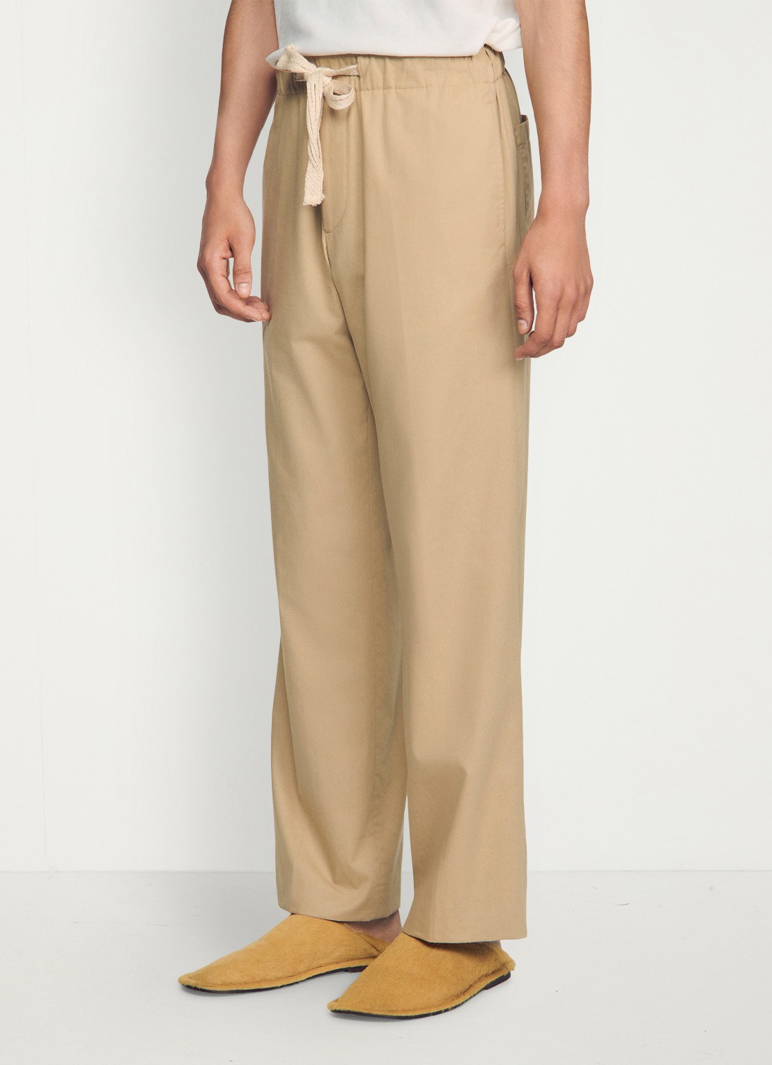 Sandro Wide fit pantalon met steekzakken en elastische  band - detail 6 cappucino / bruin