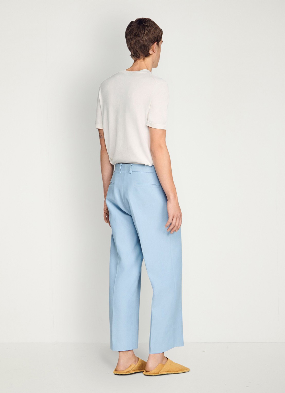 Sandro Wide fit pantalon met steekzakken - achterkant 3 sky blue / lichtblauw
