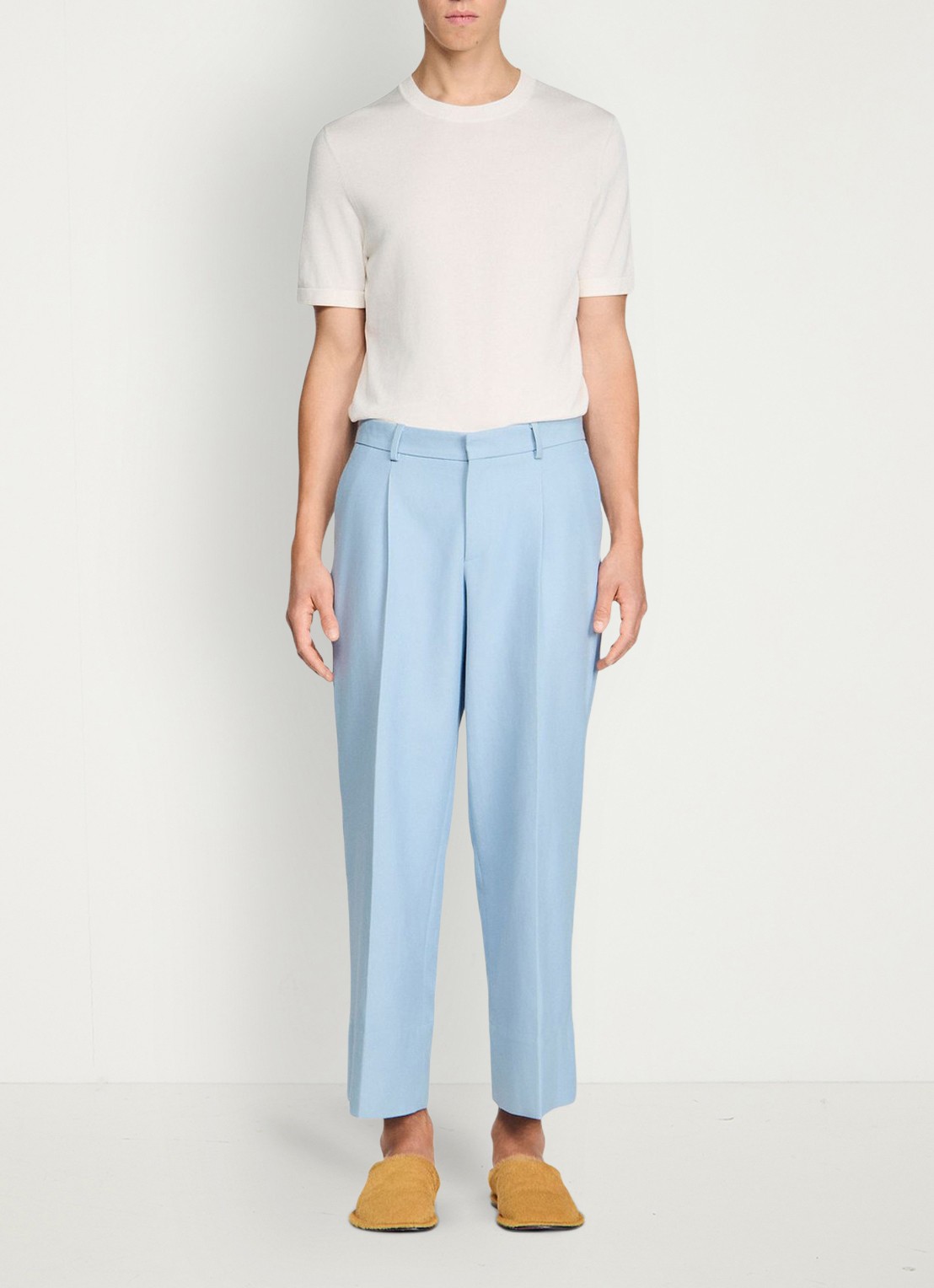 Sandro Wide fit pantalon met steekzakken - detail 6 sky blue / lichtblauw