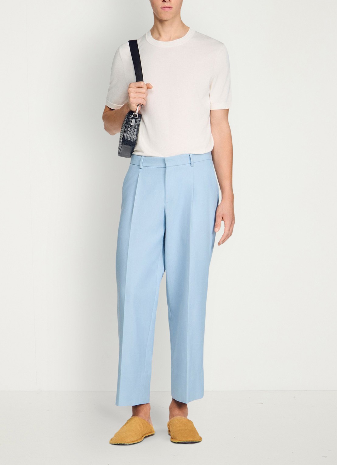 Sandro Wide fit pantalon met steekzakken - voorkant 2 sky blue / lichtblauw