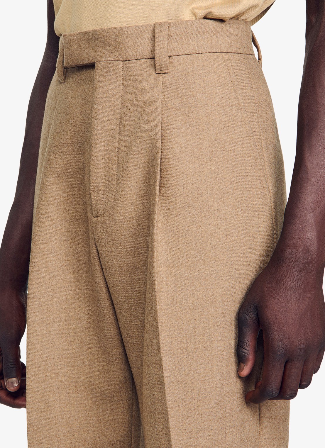 Sandro Wide fit pantalon van wol - detail 2 beige