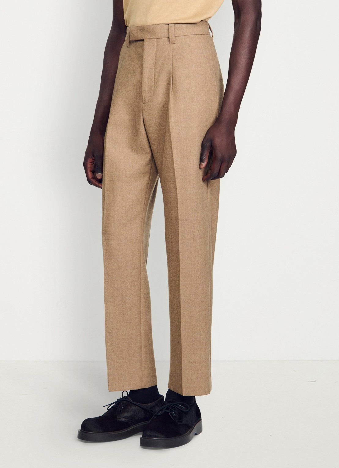 Sandro Wide fit pantalon van wol - detail 3 beige