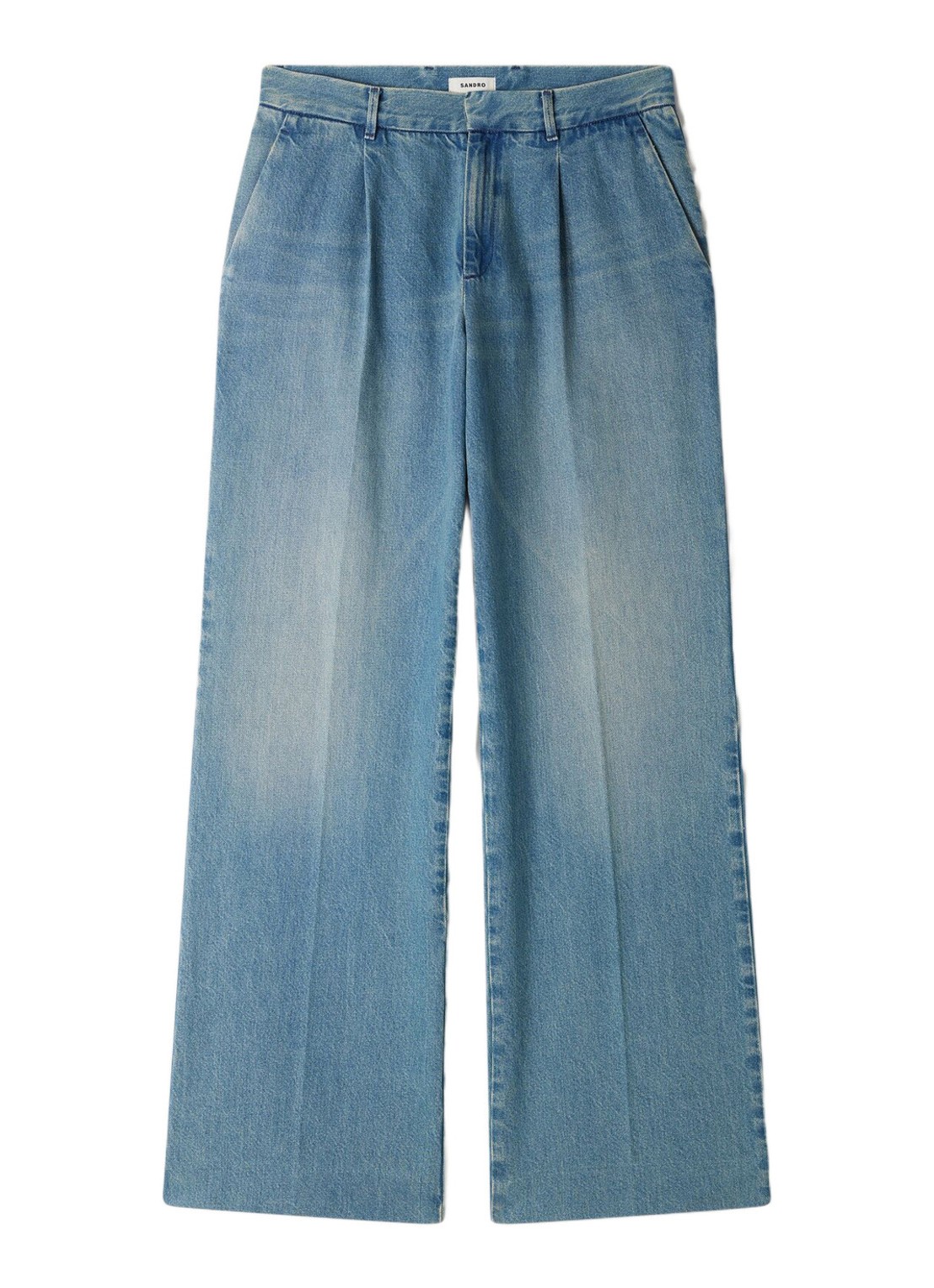 Sandro Wide leg jeans met steekzakken - voorkant indigo