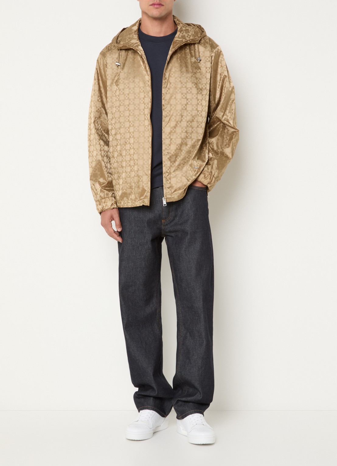 Sandro Windjack met logo en jacquard dessin - voorkant 4 beige