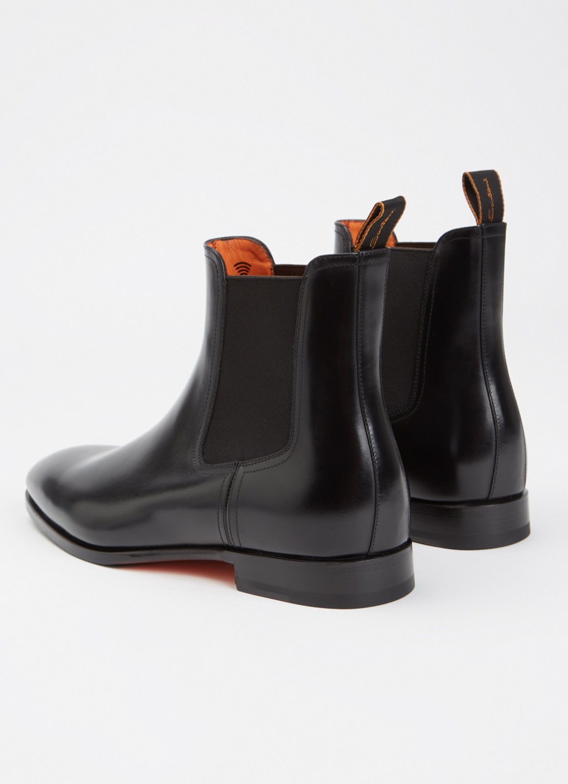Santoni Archer chelsea boot van leer - achterkant 4 zwart