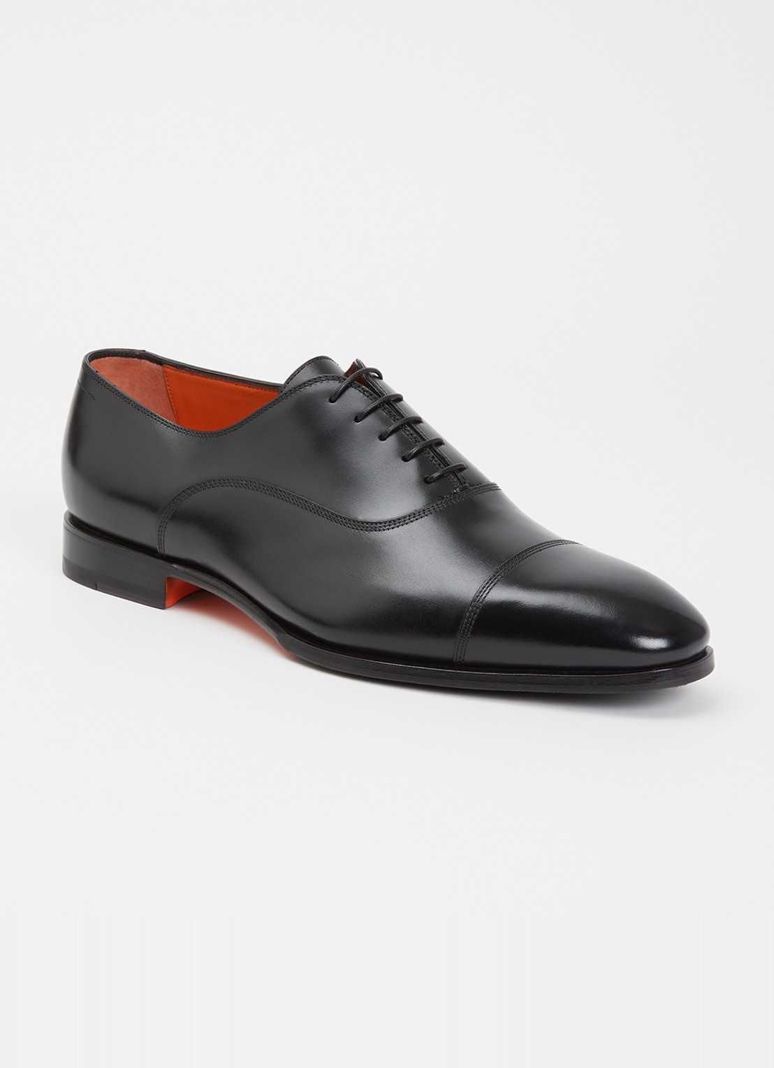 Santoni Archie veterschoen van leer - voorkant 5 zwart