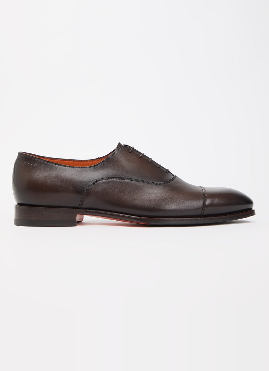 Santoni Archie veterschoen van leer - voorkant 5 donkerbruin