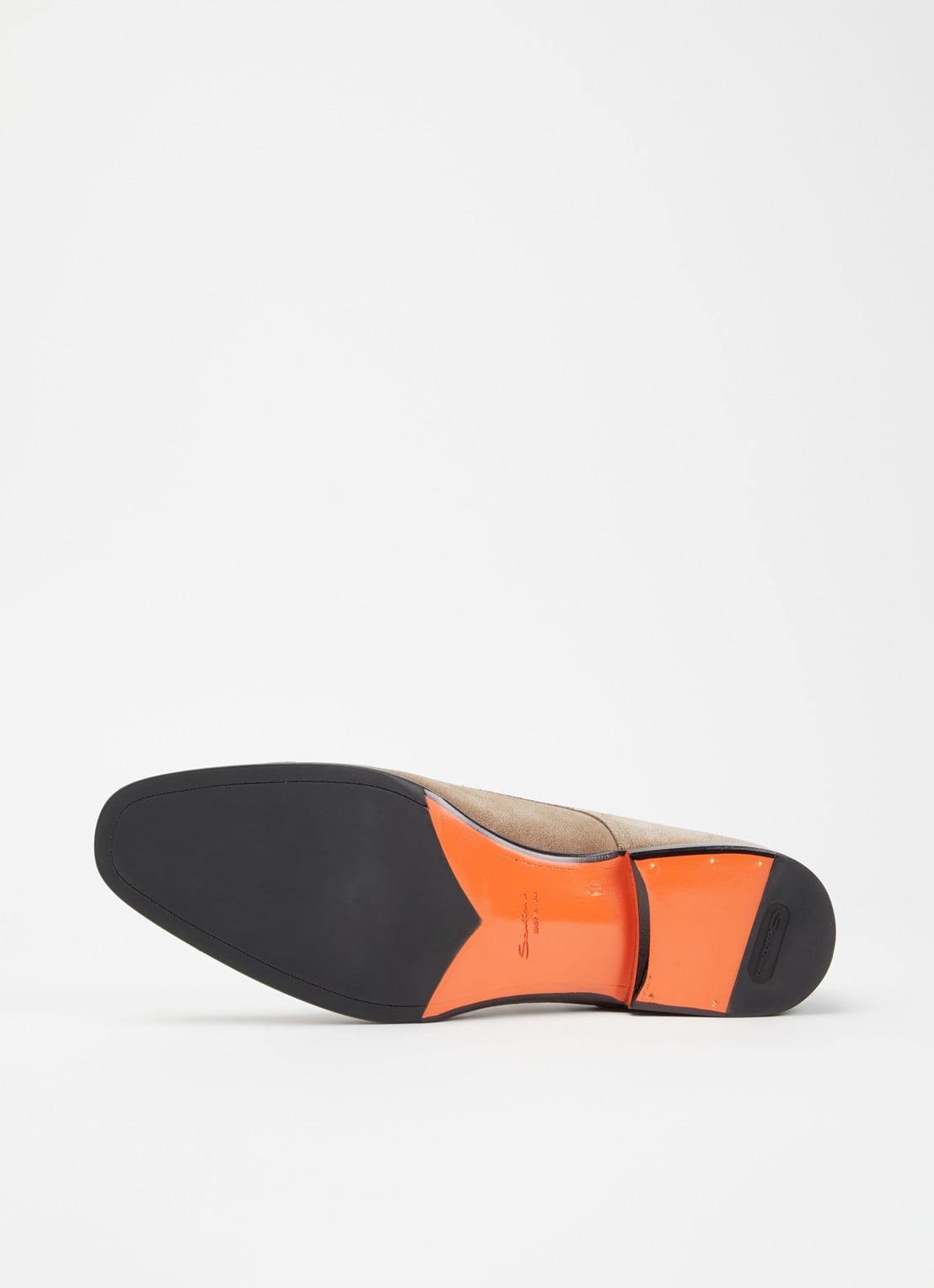 Santoni Axel Double Monk gespschoen van suède - detail 5 donkerbeige