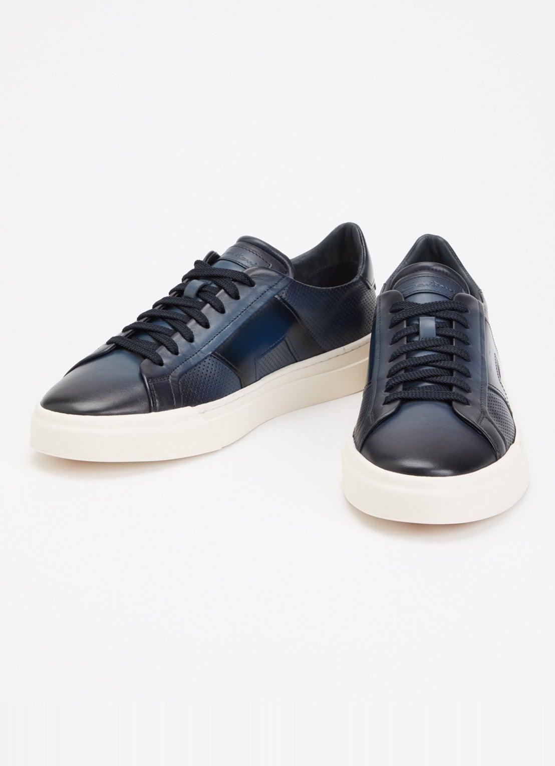 Santoni DBS32 sneaker van leer - detail 3 donkerblauw