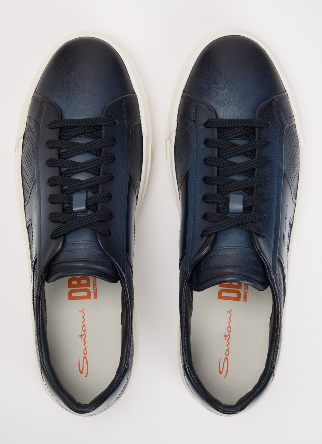 Santoni DBS32 sneaker van leer - detail 4 donkerblauw