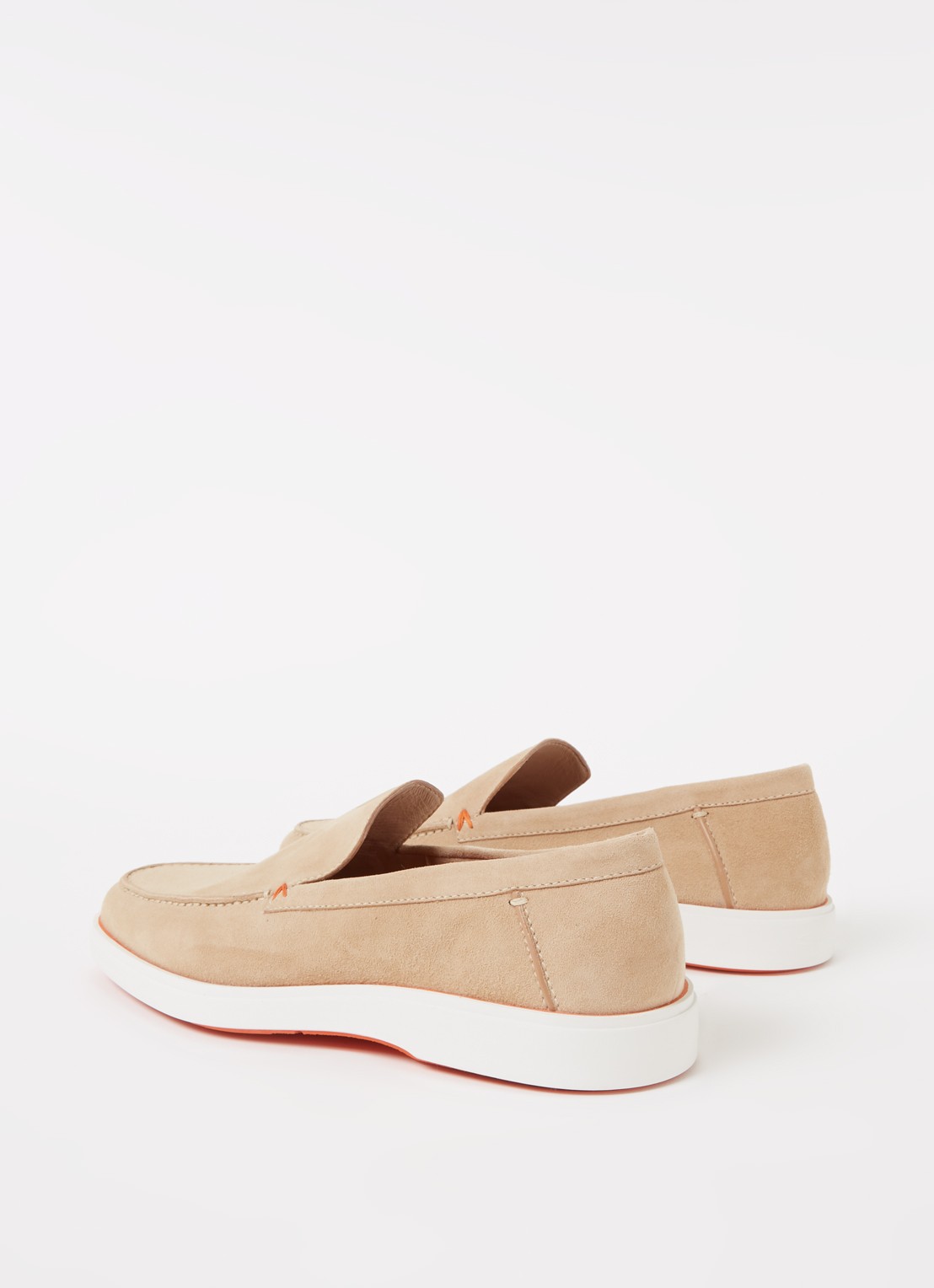 Santoni Detroit loafer van suède  - detail 2 beige
