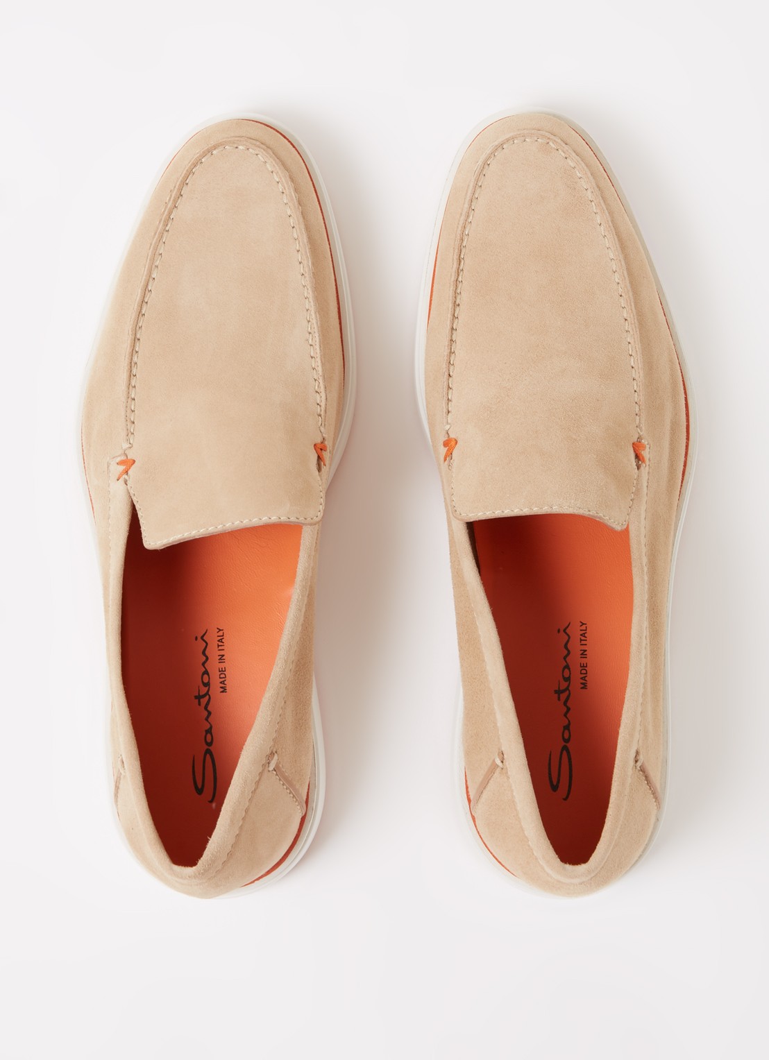 Santoni Detroit loafer van suède  - detail 3 beige