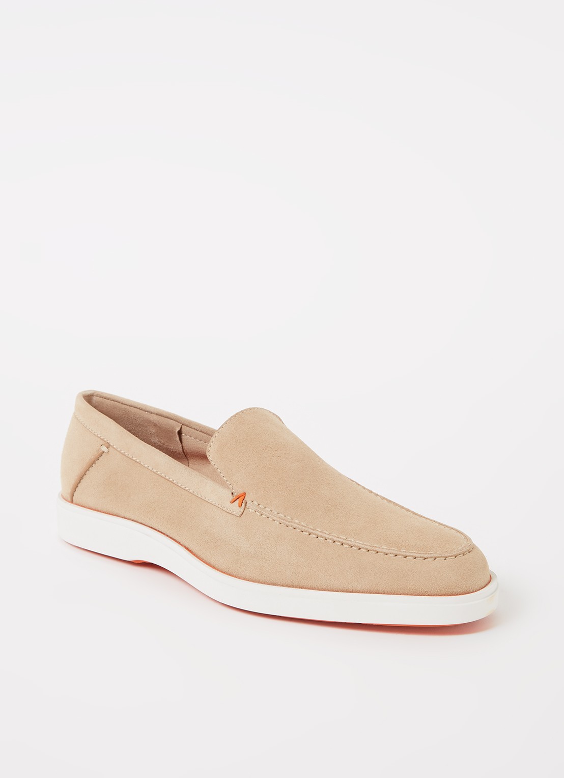 Santoni Detroit loafer van suède  - voorkant 5 beige