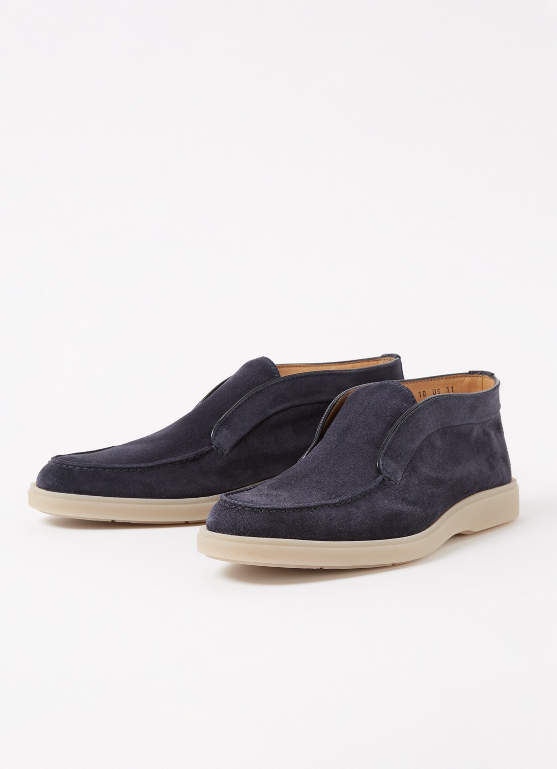 Santoni Detroit slip-on van suède  - detail 2 donkerblauw