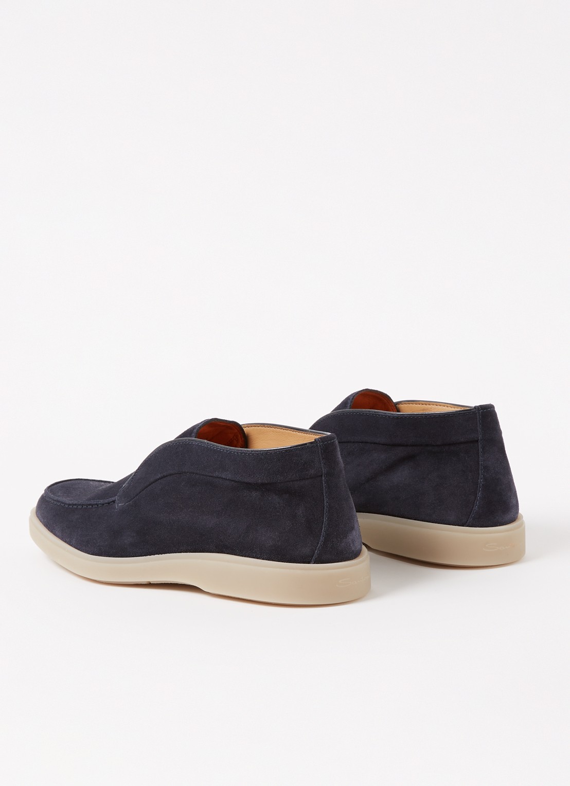 Santoni Detroit slip-on van suède  - detail 3 donkerblauw