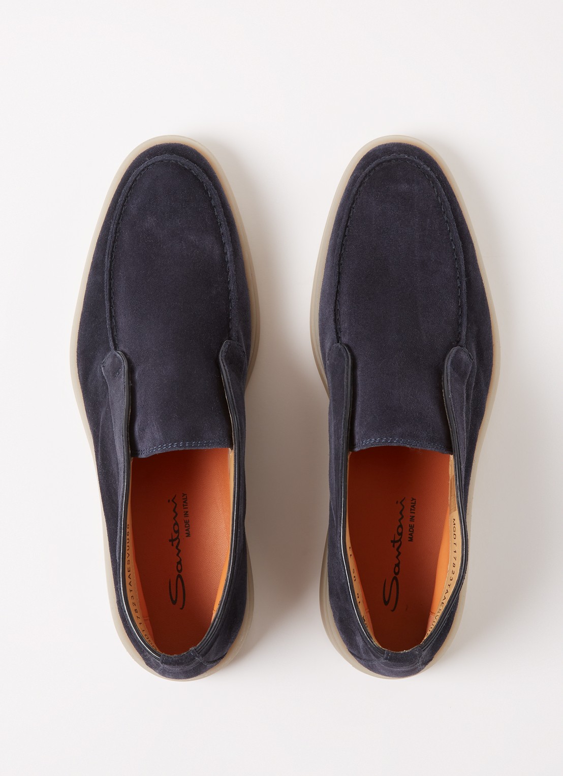 Santoni Detroit slip-on van suède  - detail 4 donkerblauw