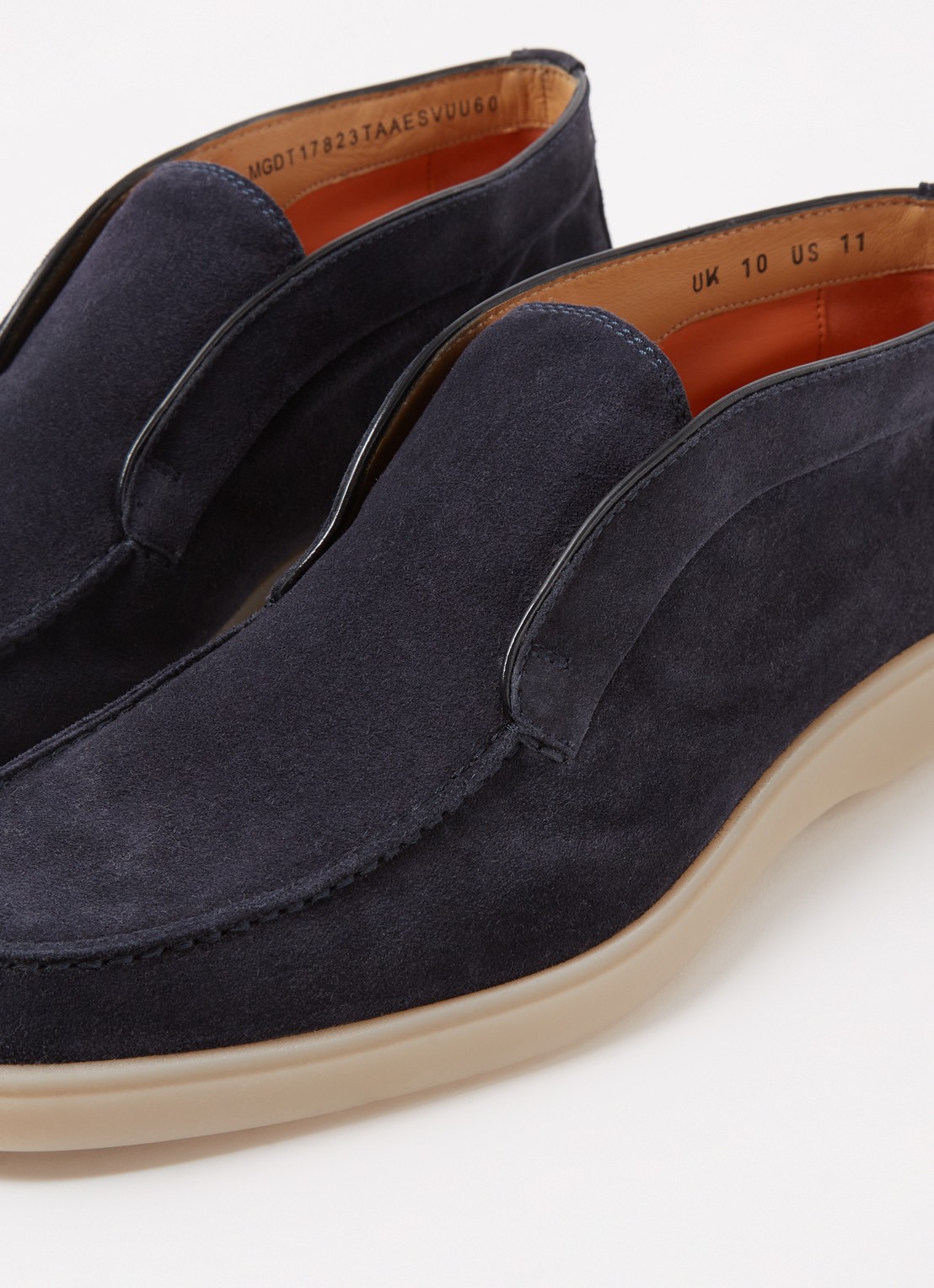 Santoni Detroit slip-on van suède  - detail 5 donkerblauw