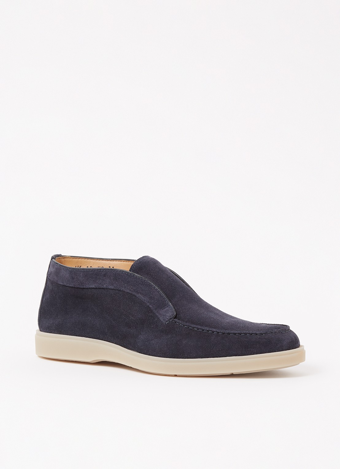 Santoni Detroit slip-on van suède  - voorkant donkerblauw