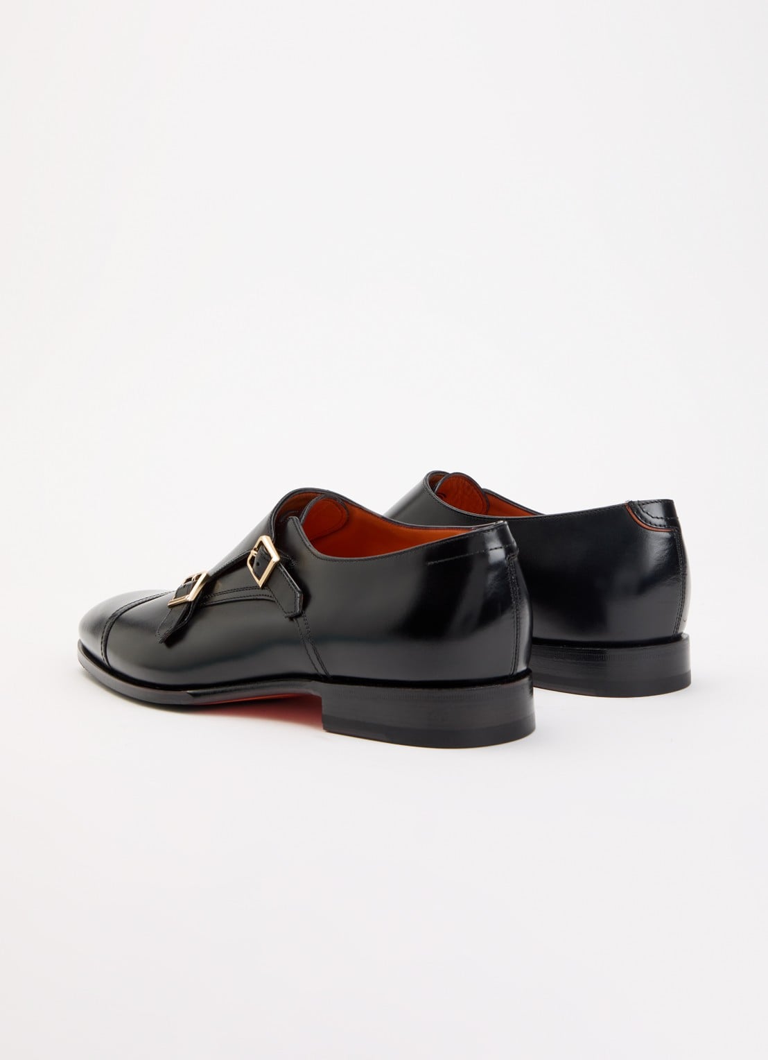 Santoni Gespschoen van leer - achterkant 2 zwart