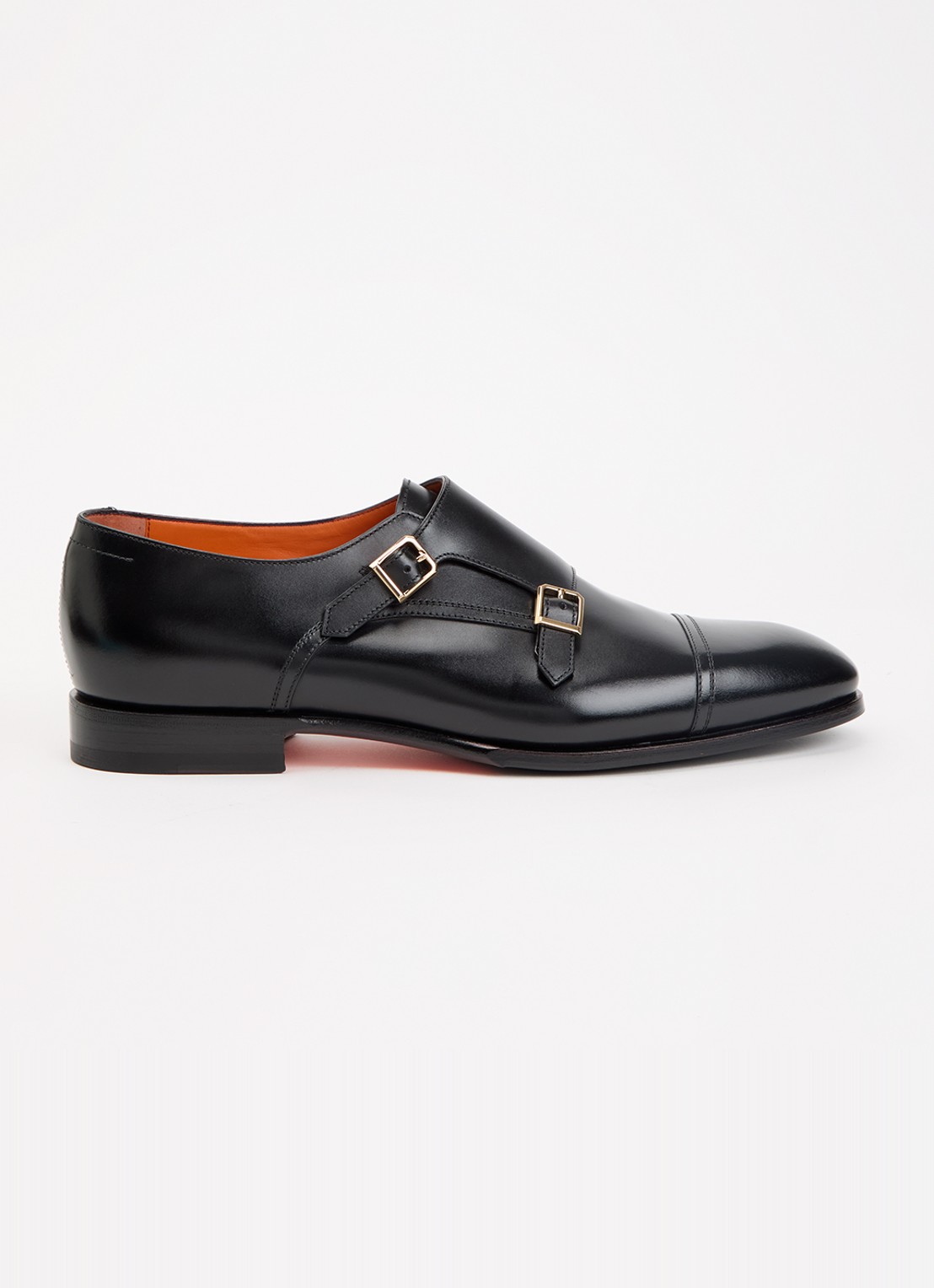 Santoni Gespschoen van leer - voorkant zwart