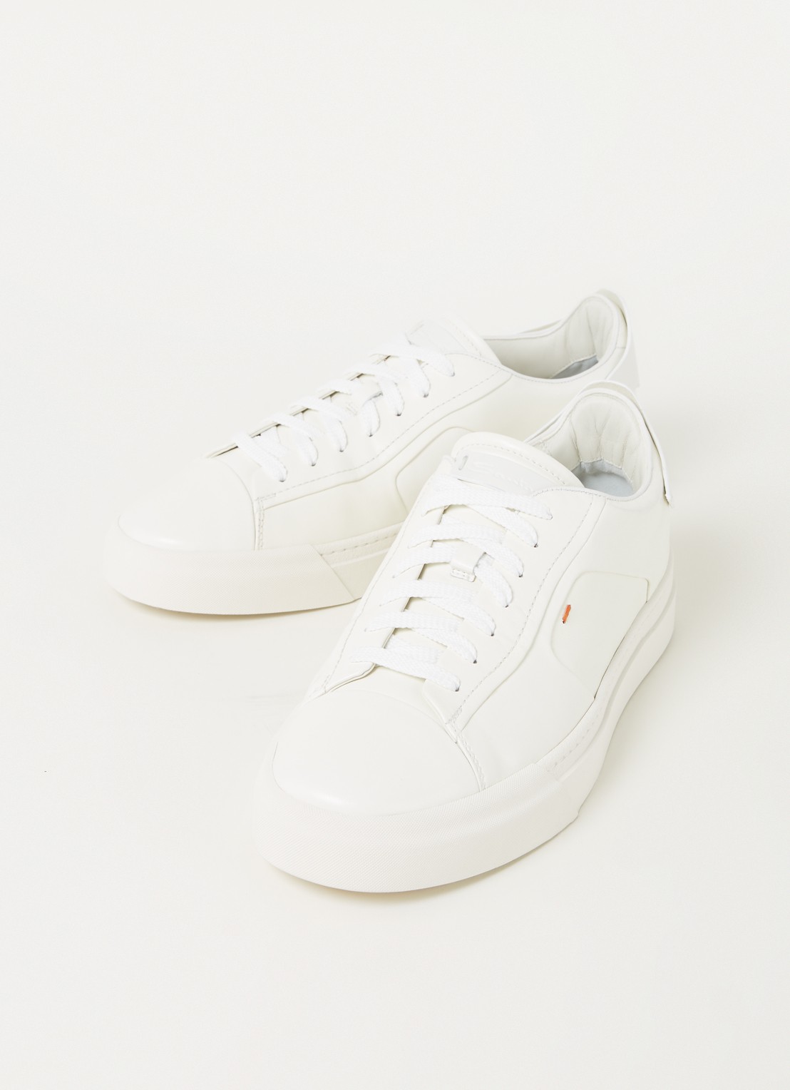 Santoni Gloria sneaker van leer  - detail wit