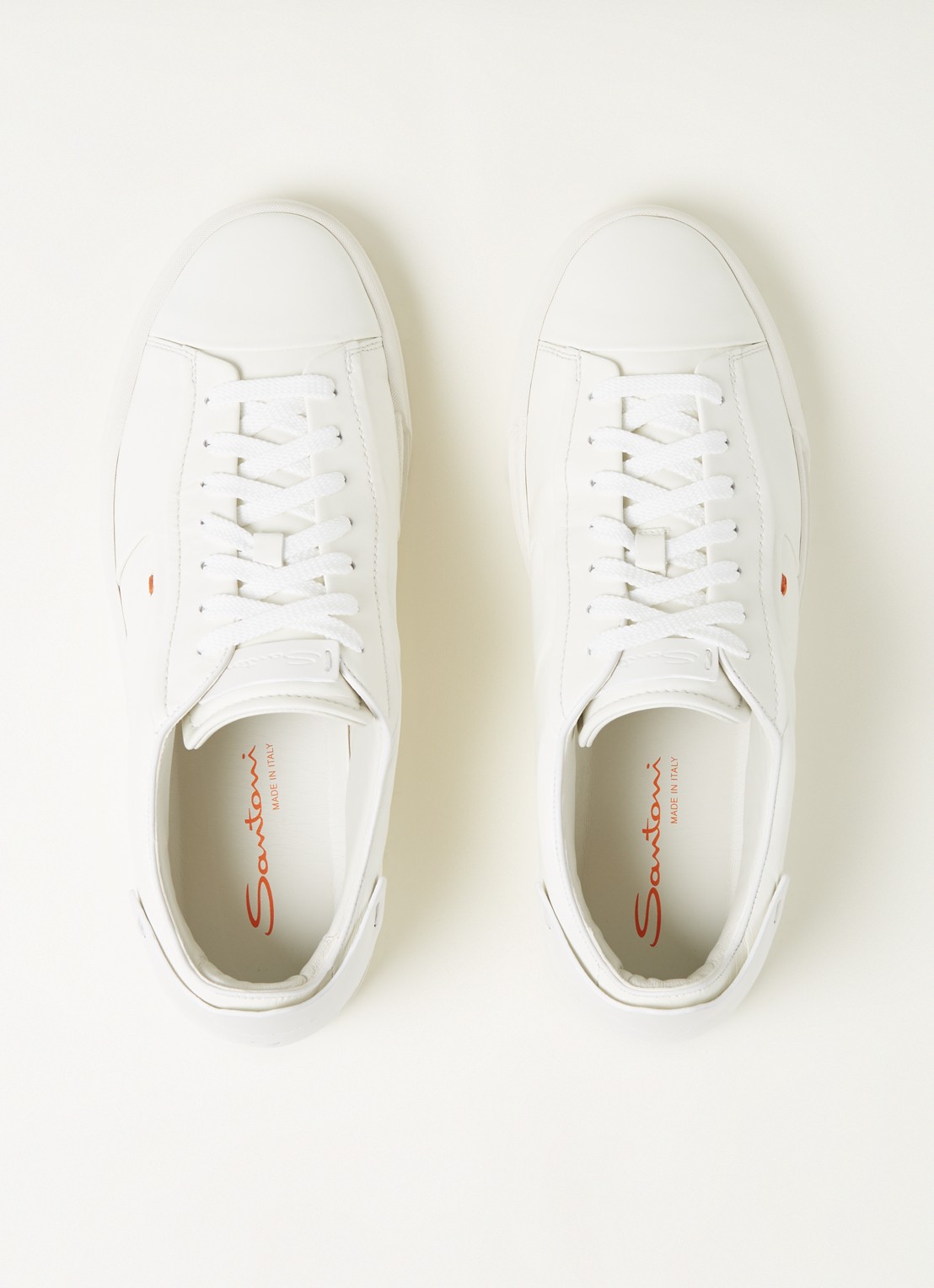Santoni Gloria sneaker van leer  - detail 3 wit