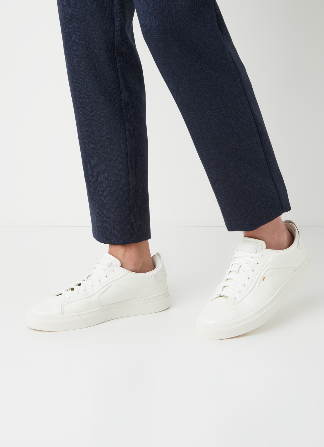 Santoni Gloria sneaker van leer  - voorkant 6 wit