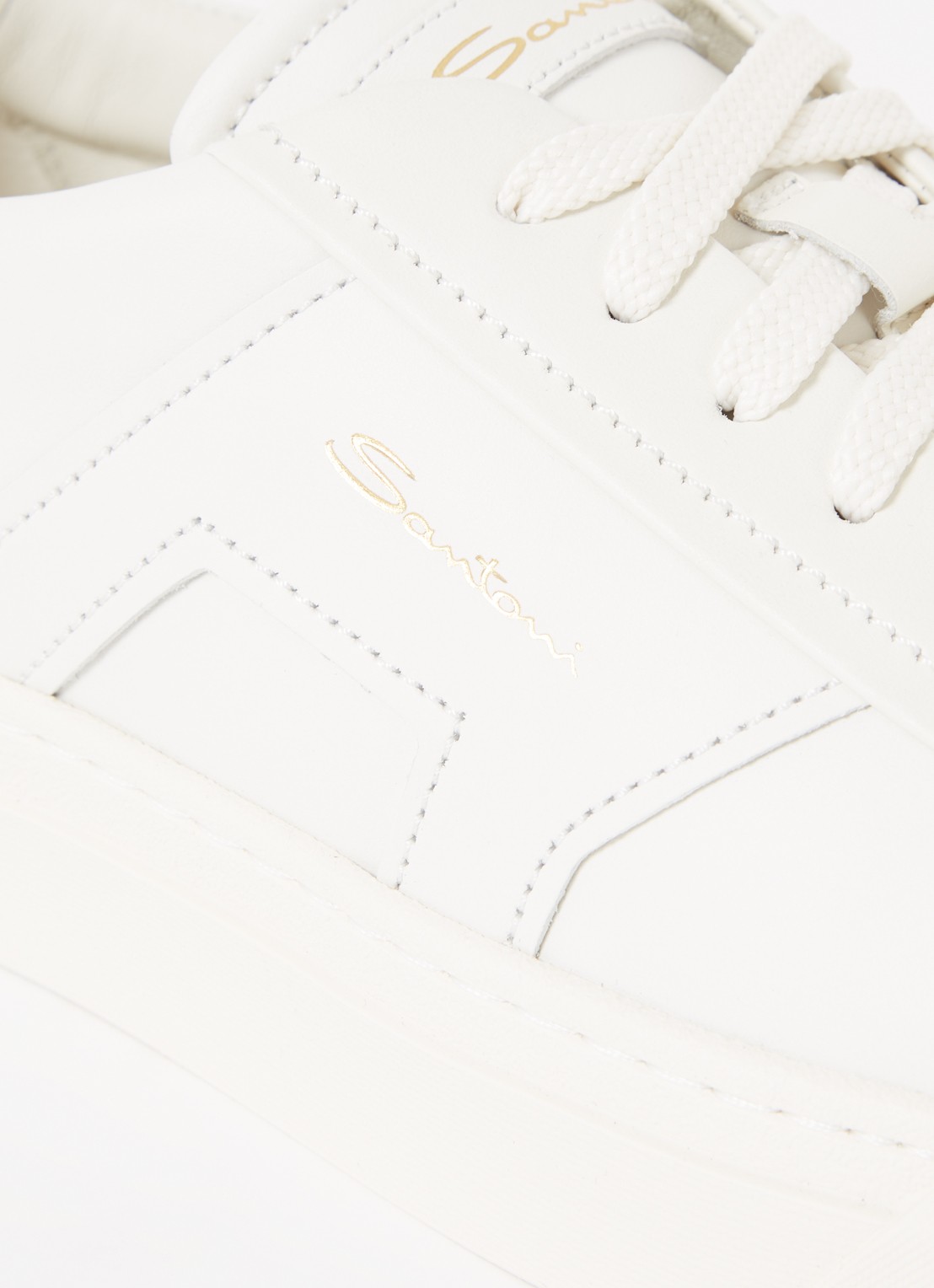 Santoni Gloria sneaker van leer - detail 6 gebroken wit