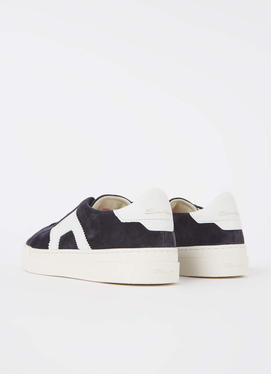 Santoni Gloria sneaker van suède - detail 5 blauw