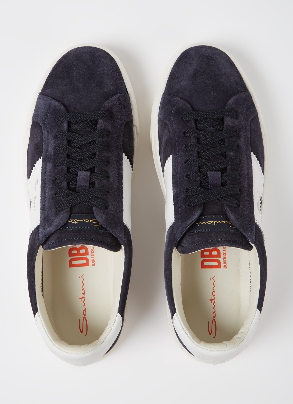Santoni Gloria sneaker van suède - detail 6 blauw