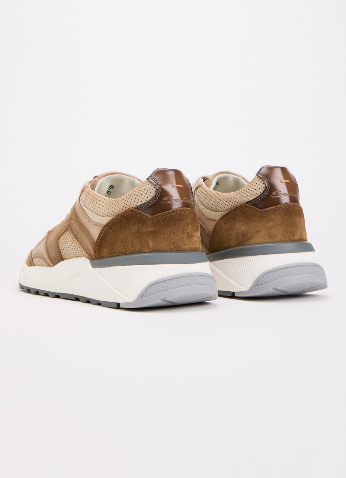 Santoni Innova-NEX sneaker van leer - achterkant 5 lichtbruin