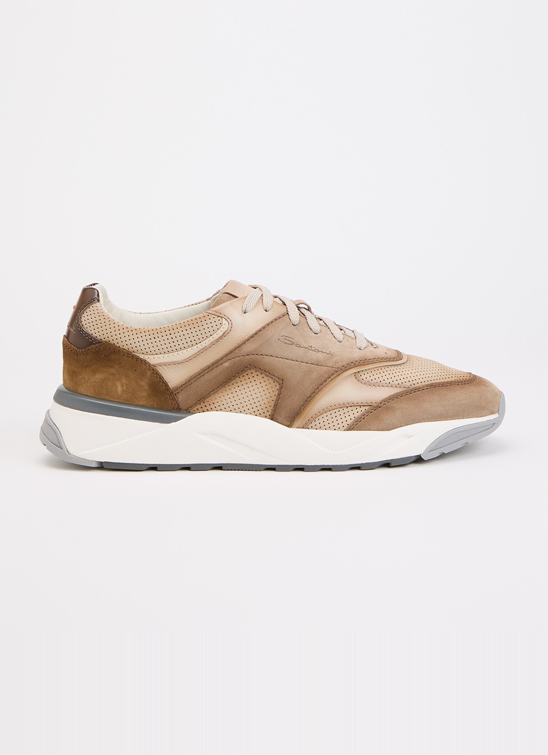 Santoni Innova-NEX sneaker van leer - voorkant lichtbruin