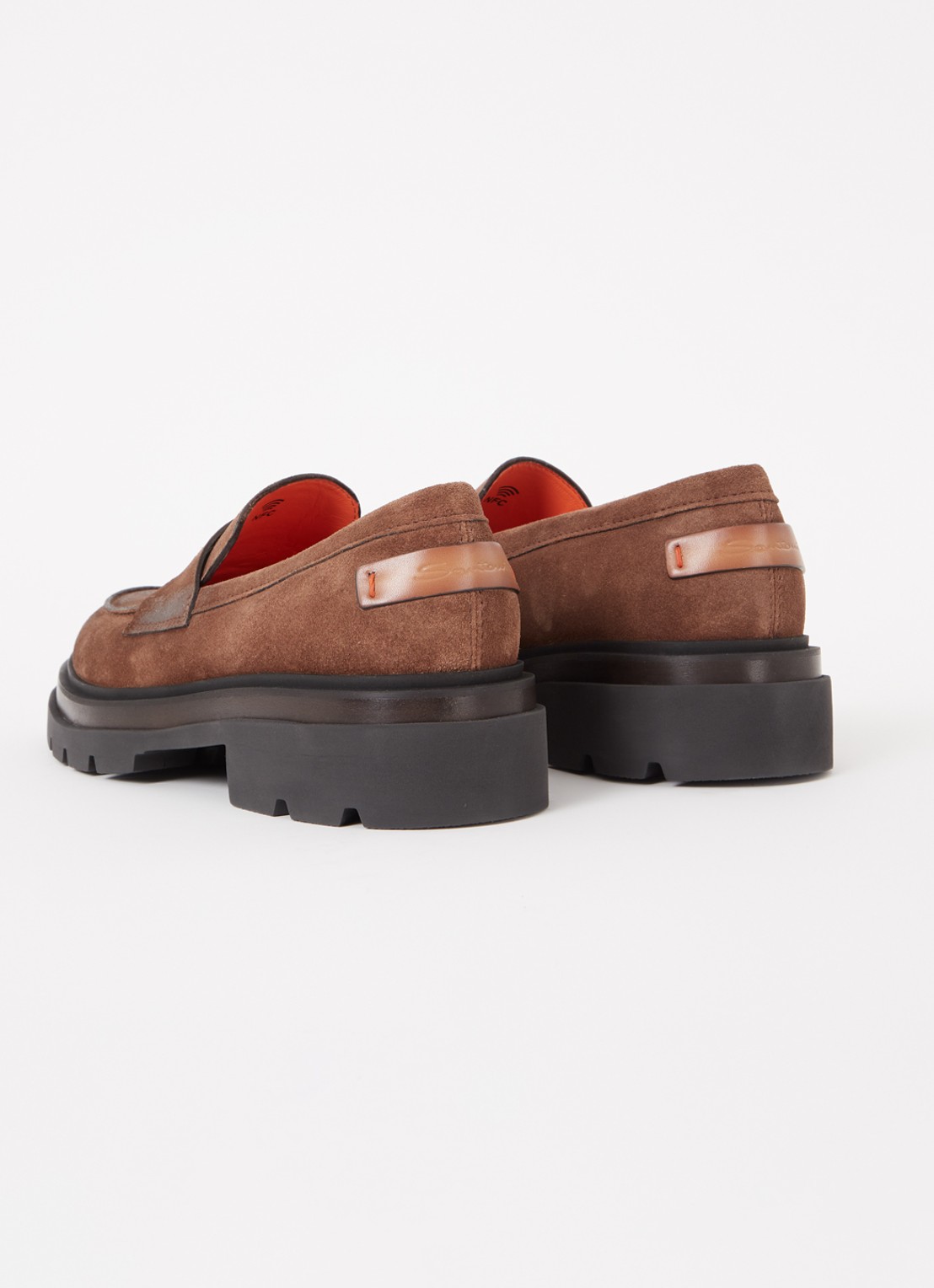 Santoni Loafer van suéde  - detail 2 bruin