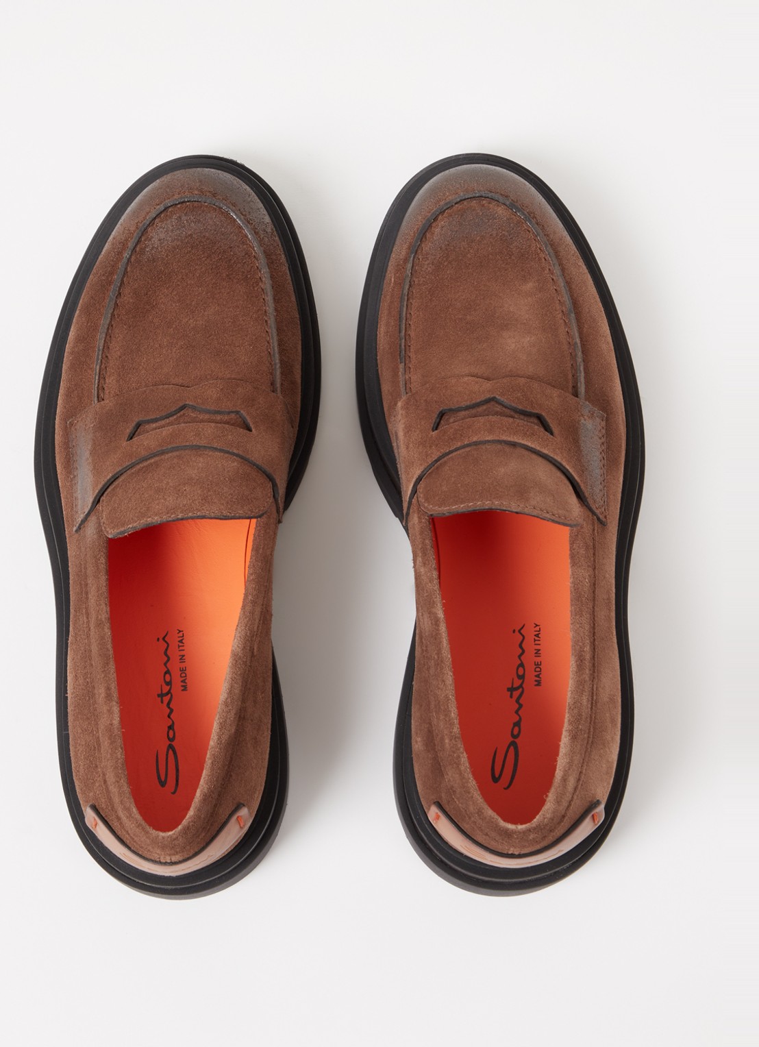 Santoni Loafer van suéde  - detail 3 bruin