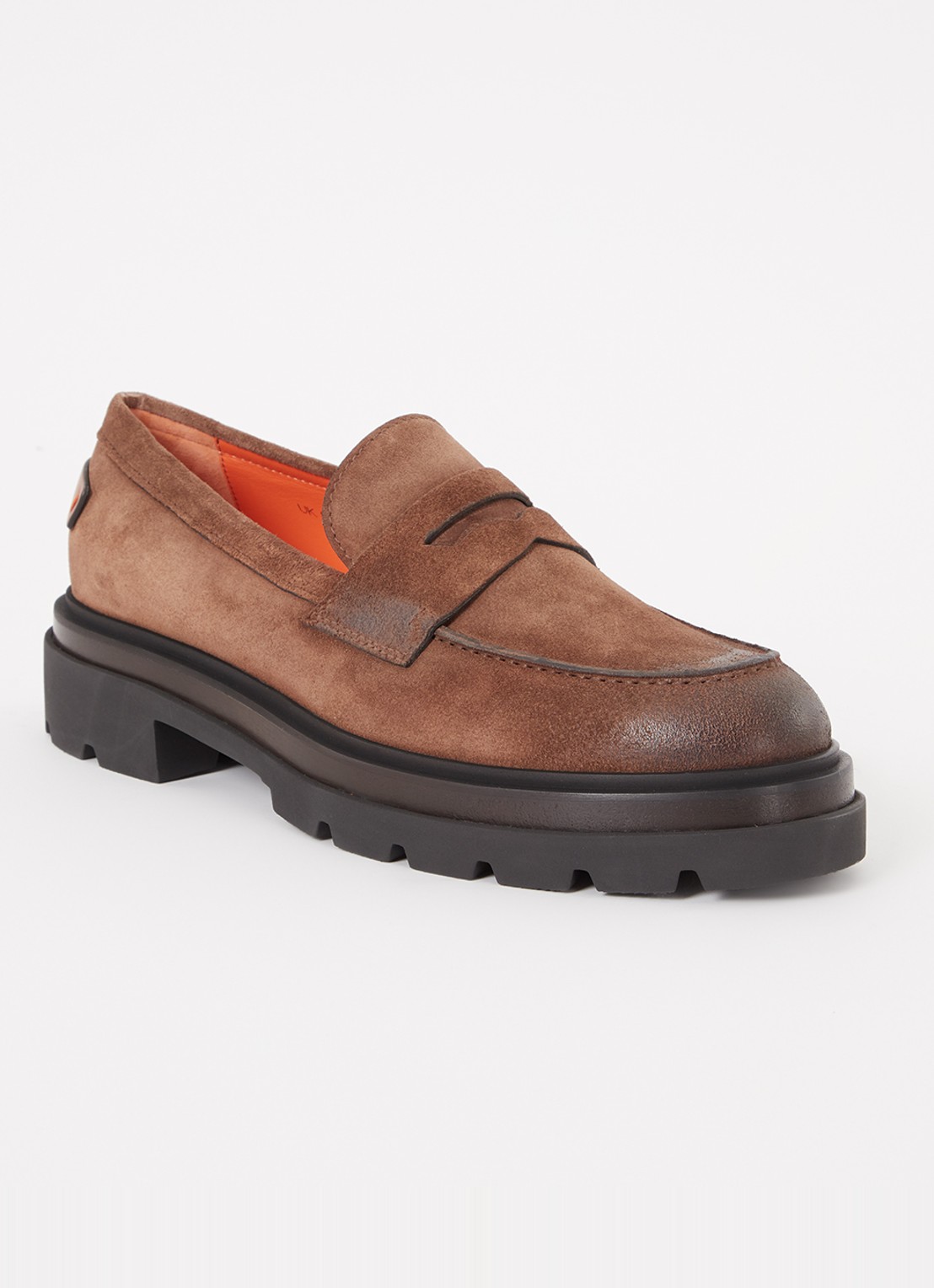 Santoni Loafer van suéde  - voorkant 6 bruin