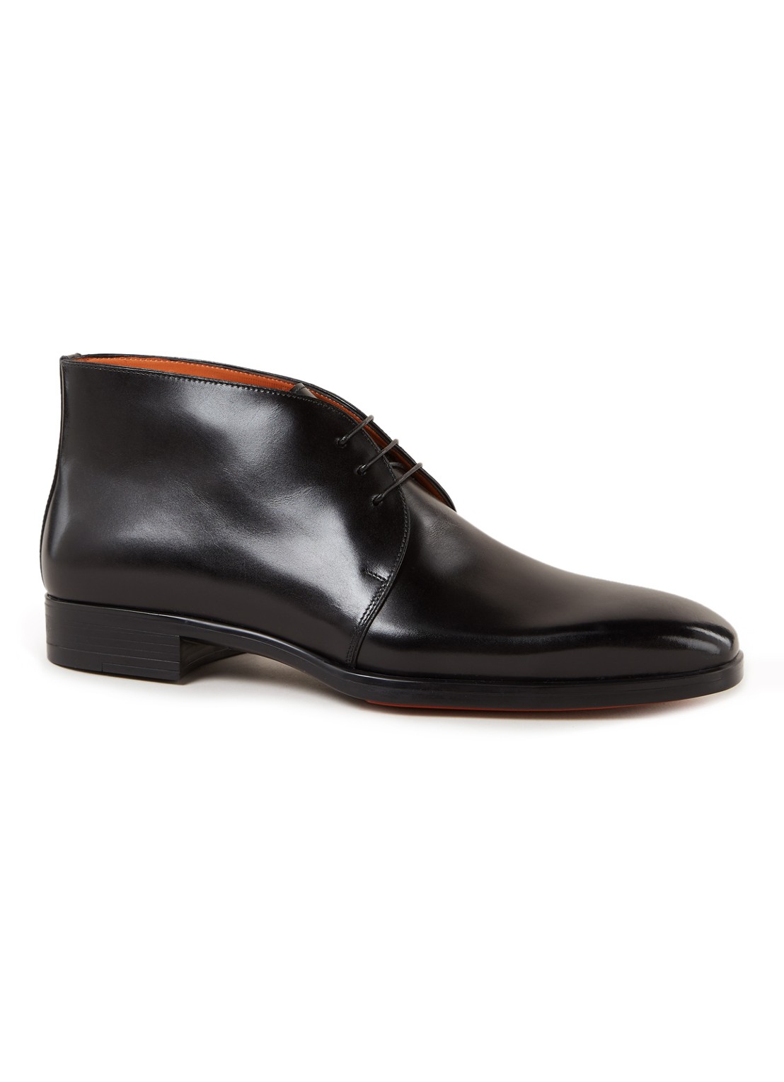 Santoni Mosley veterschoen van kalfsleer met lakfinish - voorkant zwart