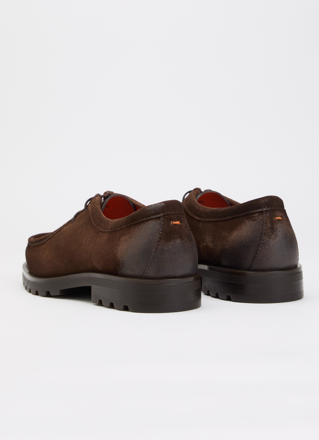 Santoni Renzo veterschoen van suède - achterkant 5 bruin