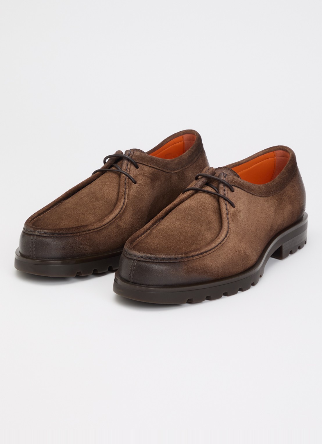 Santoni Renzo veterschoen van suède - detail bruin