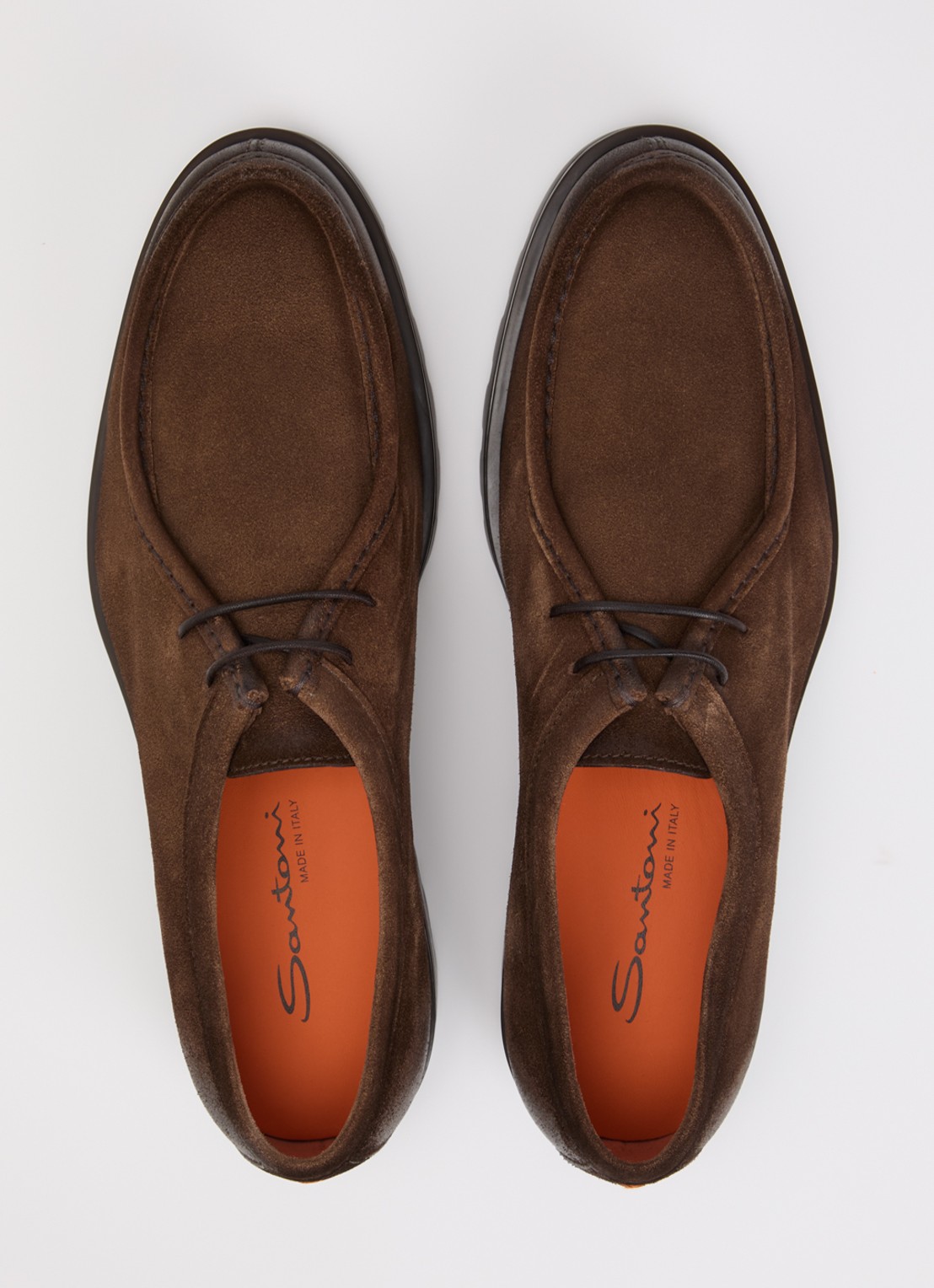 Santoni Renzo veterschoen van suède - detail 2 bruin