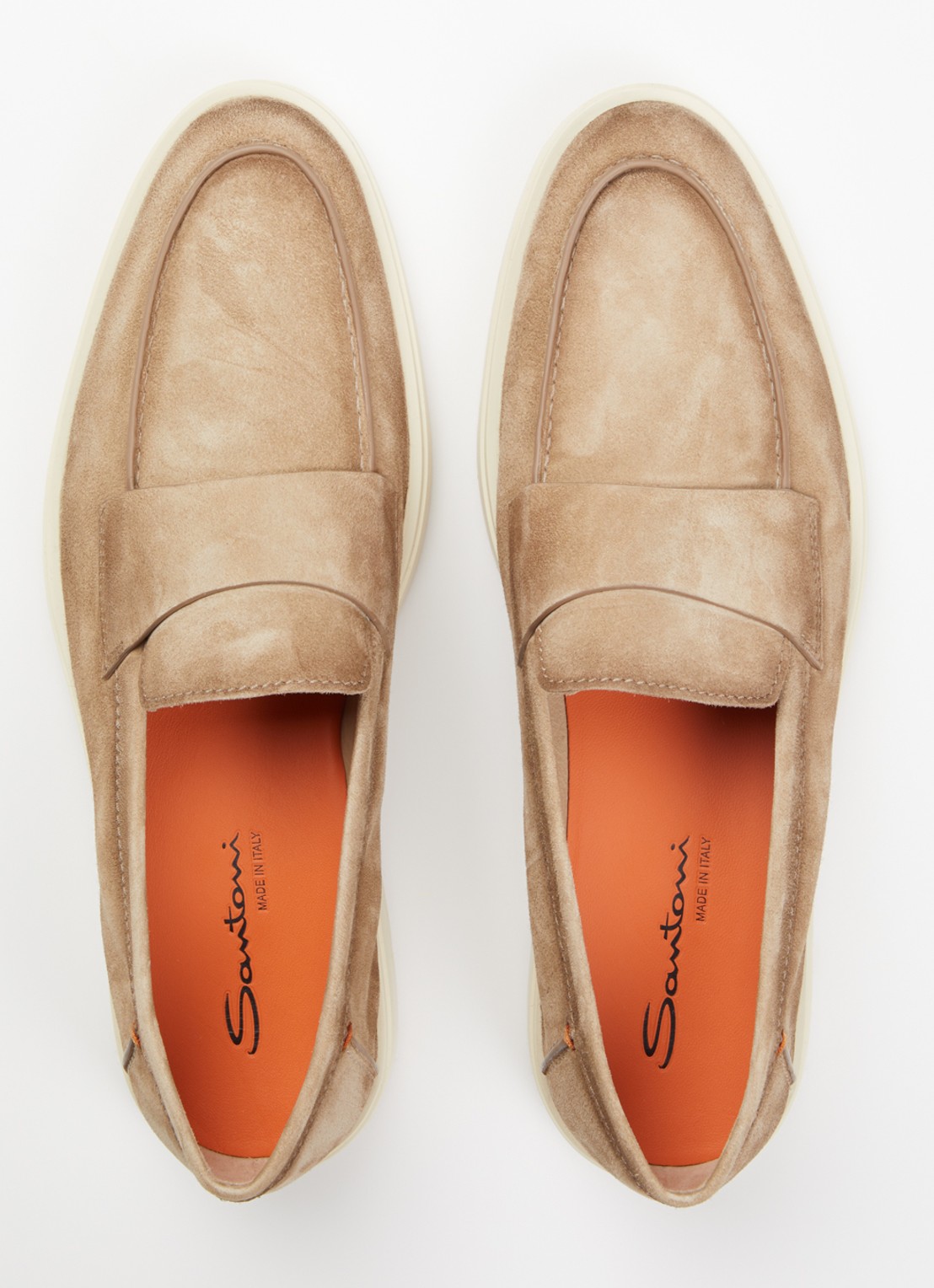 Santoni Revolve loafer van suède - detail 4 beige
