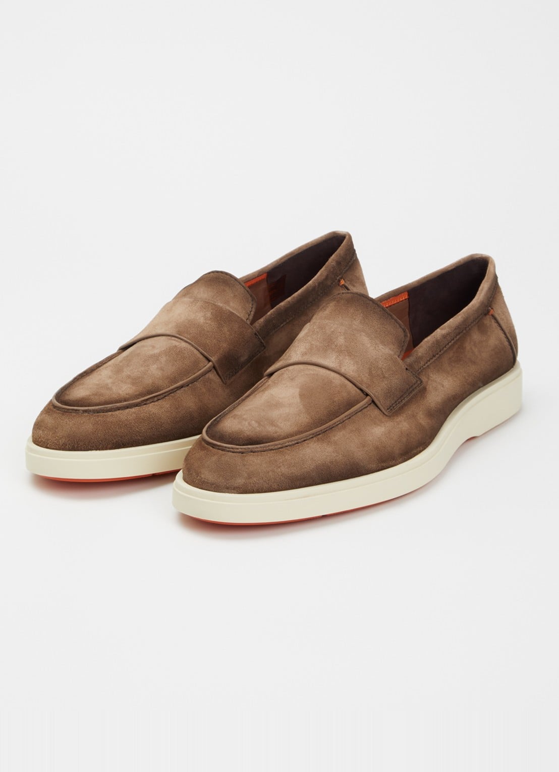 Santoni Revolve loafer van suède - detail 2 bruin