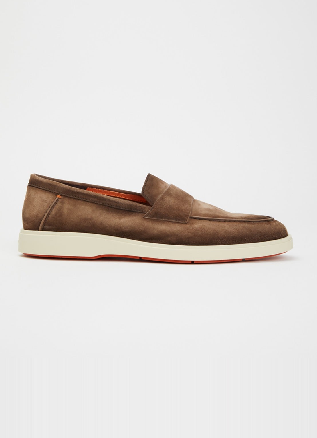 Santoni Revolve loafer van suède - voorkant bruin