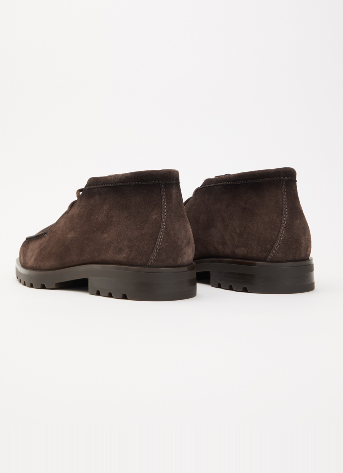Santoni Rock casual veterschoen van suède - achterkant 2 donkerbruin