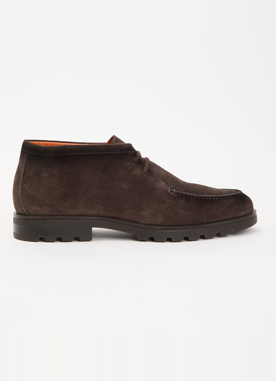 Santoni Rock casual veterschoen van suède - voorkant donkerbruin