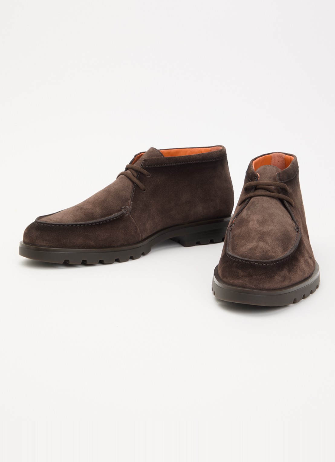 Santoni Rock veterschoen van suède - detail 2 donkerbruin